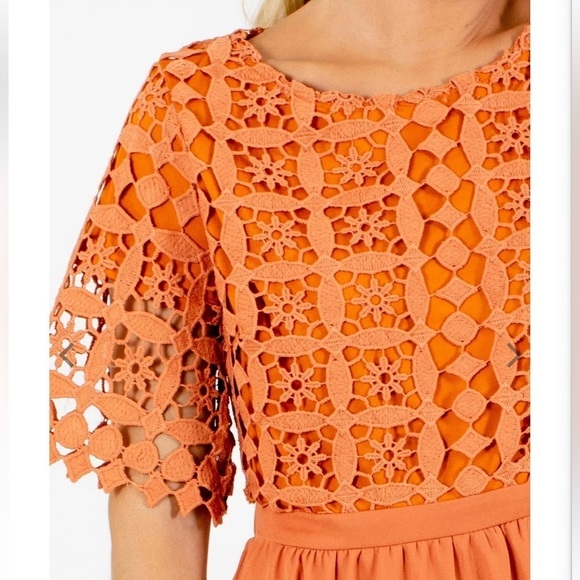 Roolee | NWT Orange Crochet Flowy Midi Dress Sz M - Picture 5 of 12